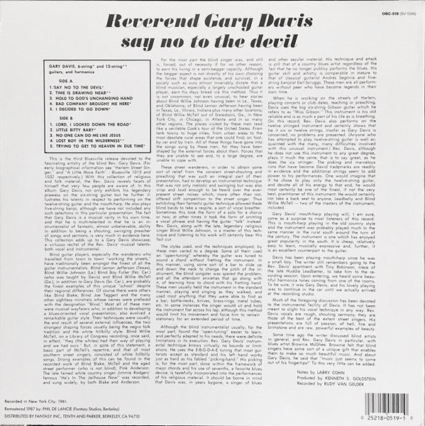 Release: Say No To The Devil-Vinyl-US-1987-OBC-519, BV-1049-3810573