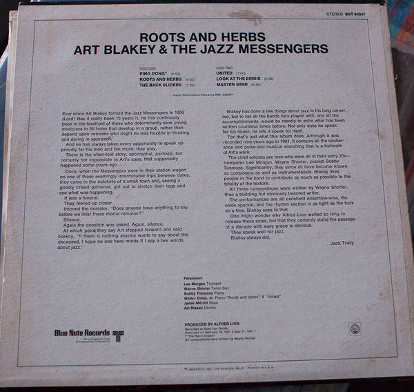 Release: Roots & Herbs-Vinyl-US-1970-BST 84347-9491688