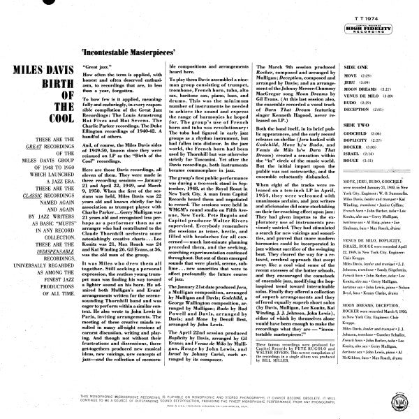 Release: Birth Of The Cool-Vinyl-US-None-T T 1974, TT-1974-4051227