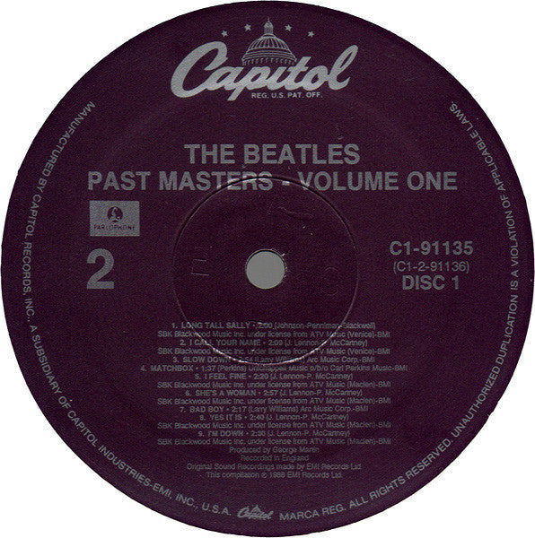 Release: Past Masters Volumes One & Two-Vinyl-US-1988-C1-91135, C1-91135-3313556
