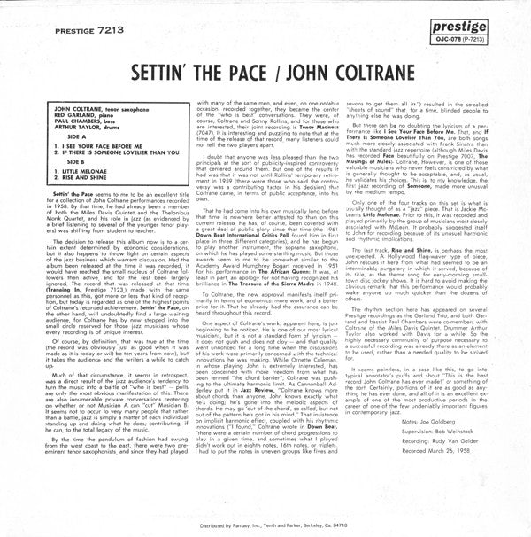 Master Release: Settin' The Pace by John Coltrane