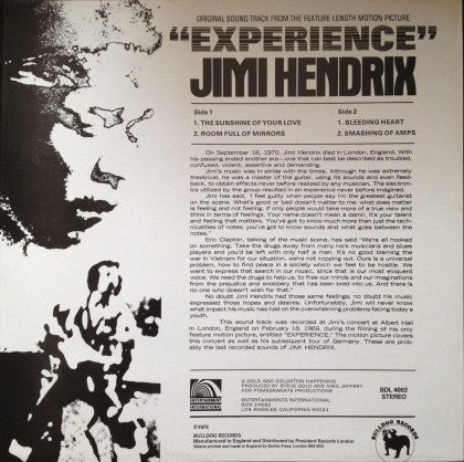 Release: Original Sound Track 'Experience'-Vinyl-UK-1979-BDL 4002-4315068