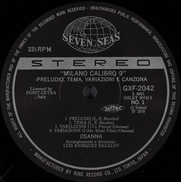 Milano Calibro 9 (Preludio, Tema, Variazioni E Canzona)