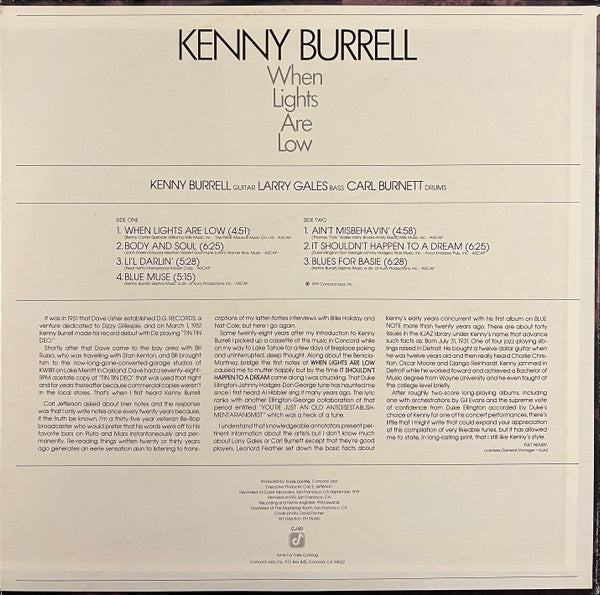 Master Release: When Lights Are Low by Kenny Burrell
