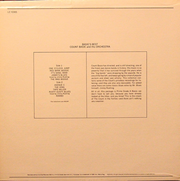 Release: Basie's Best!! A Collection Of Immortal Performances-Vinyl-US-None-LE 10365-5310570