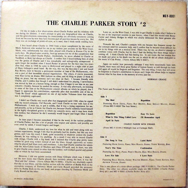 Release: The Charlie Parker Story #2-Vinyl-US-1961-MGV-8001, V-8001-2947671