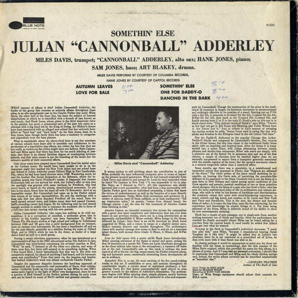 Release: Somethin' Else-Vinyl-US-1972-BST-81595-4501690