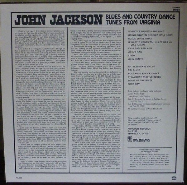 Master Release: Blues And Country Dance Tunes From Virginia by John Jackson (4)