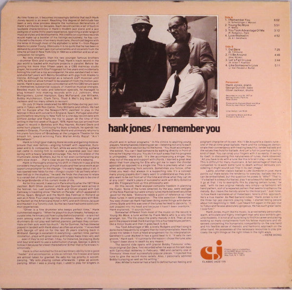 Release: I Remember You-Vinyl-US-1978-CJ 115-3232529
