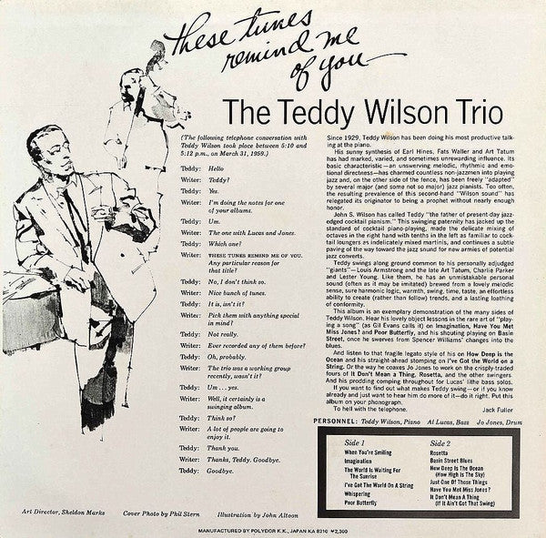 Master Release: These Tunes Remind Me Of You by Teddy Wilson Trio