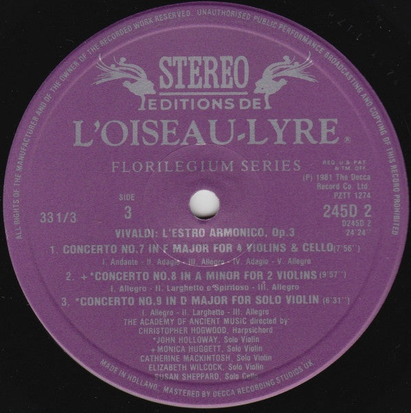 L'Estro Armonico 12 Concertos, Op. 3