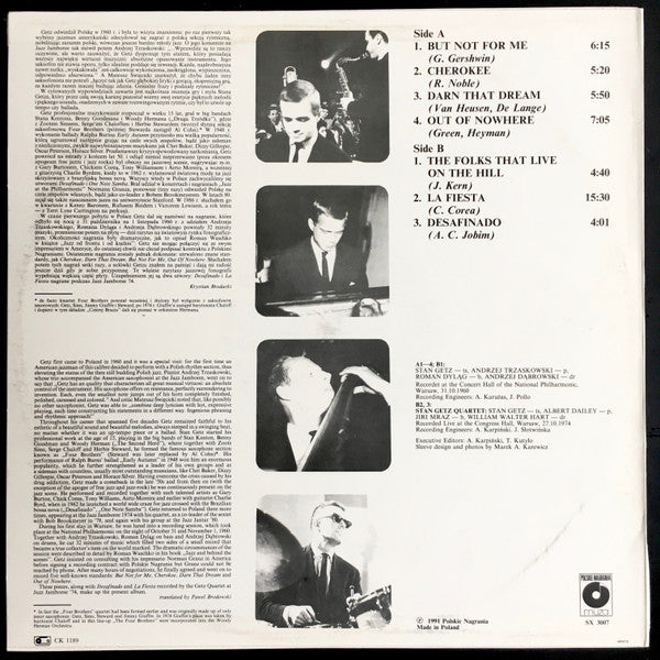 Release: Stan Getz In Warsaw-Vinyl-Poland-1991-SX 3007-1663622