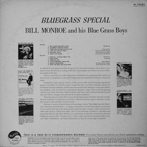Master Release: Bluegrass Special! by Bill Monroe & His Blue Grass Boys