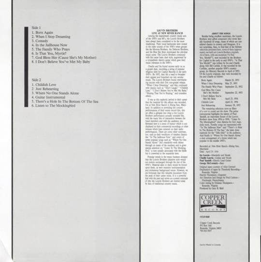 Master Release: Live At New River Ranch by The Louvin Brothers