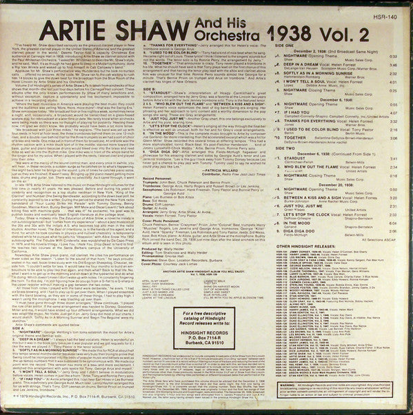 Master Release: The Uncollected Artie Shaw, Vol. 2, 1938 by Artie Shaw And His Orchestra