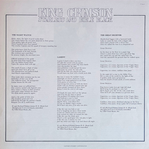 Starless And Bible Black = 暗黒の世界