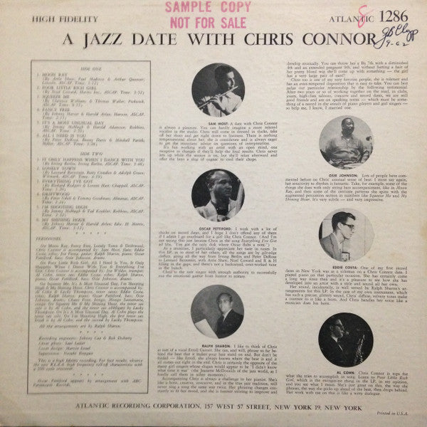 Release: A Jazz Date With Chris Connor-Vinyl-US-1958-1286-3624228