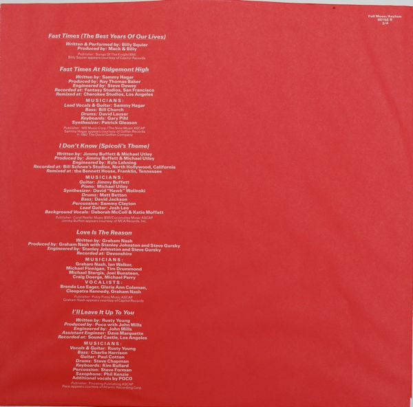 Fast Times At Ridgemont High • Music From The Motion Picture