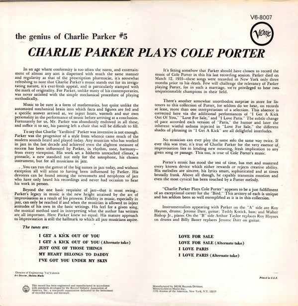 Charlie Parker Plays Cole Porter