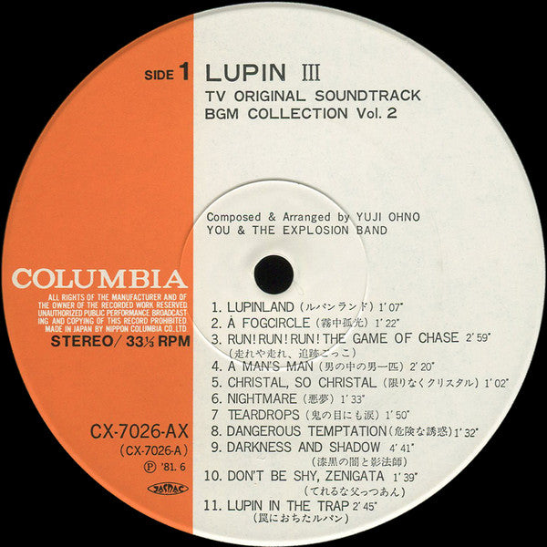 Lupin The 3rd - TV Original Soundtrack BGM Collection Vol. 2 = ルパン三世 BGM集 TVオリジナル・サウンドトラック Vol. 2