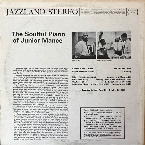 The Soulful Piano Of Junior Mance