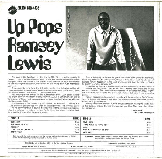 Release: Up Pops Ramsey Lewis-Vinyl-UK-1968-CRLS.4535-3743959