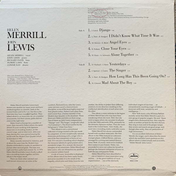 Release: John Lewis / Helen Merrill-Vinyl-US-1977-SRM-1-1150-7814242