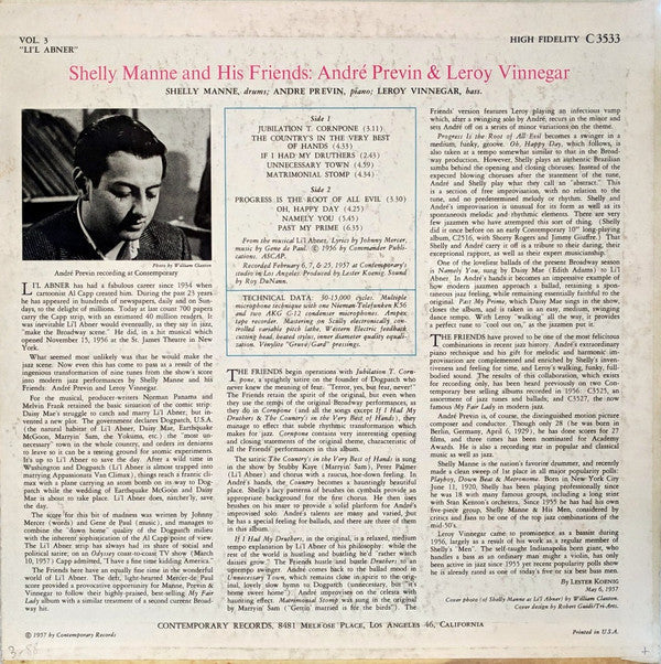Release: Modern Jazz Performances Of Songs From Li'l Abner-Vinyl-US-1957-C3533, C 3533-4392278