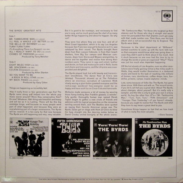 Release: The Byrds' Greatest Hits-Vinyl-US-1970-PC 9516-1196627