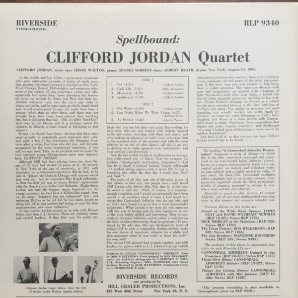 Master Release: Spellbound by Clifford Jordan Quartet