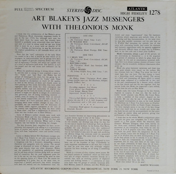 Art Blakey's Jazz Messengers With Thelonious Monk