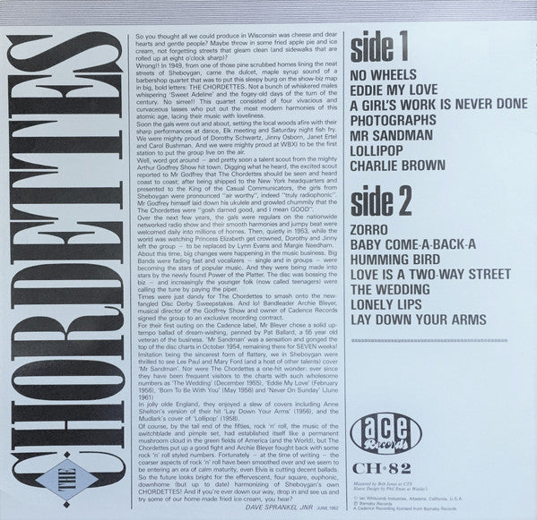Release: The Chordettes-Vinyl-UK-1983-CH 82-3918545