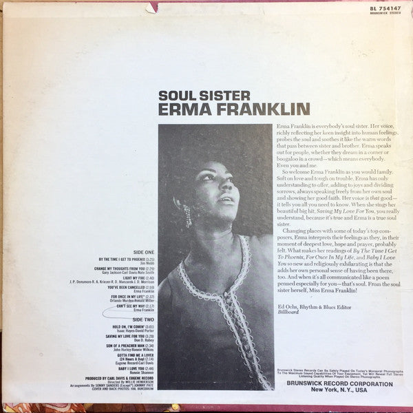 Release: Soul Sister-Vinyl-US-1969-BL 754147-9243173
