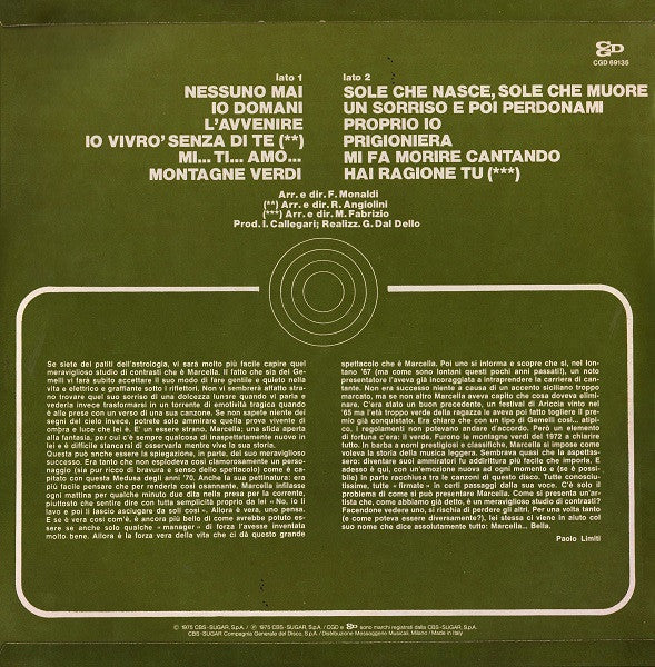Release: Il Meglio Di Marcella-Vinyl-Italy-1975-CGD 69135-3483792