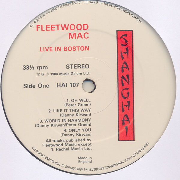 Release: Unknown Release-Vinyl-UK & Europe-1984-HAI 107-3810487
