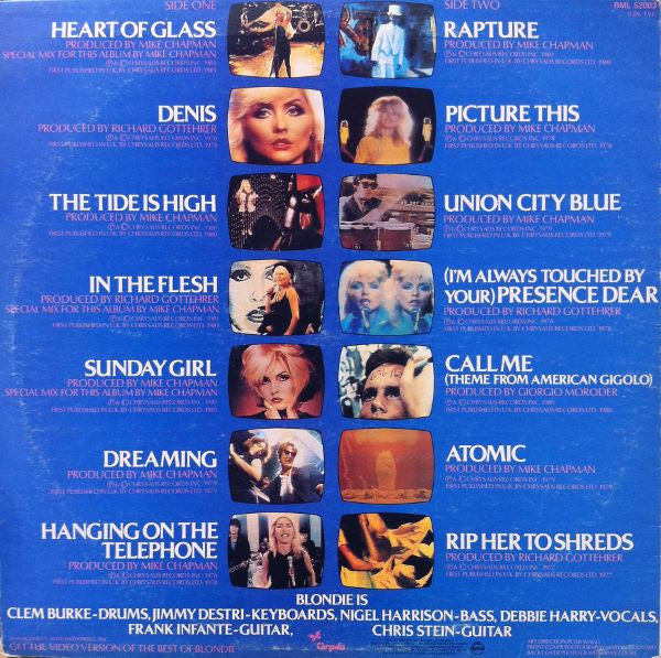 Release: The Best Of Blondie-Vinyl-Australia-1981-RML-52003, CDL TV1-1905201