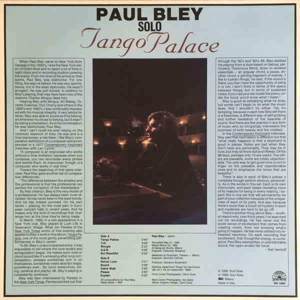 Master Release: Tango Palace by Paul Bley