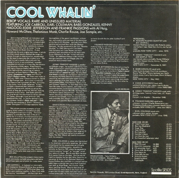 Cool Whalin' - Be Bop Vocals, Rare And Unissued Material