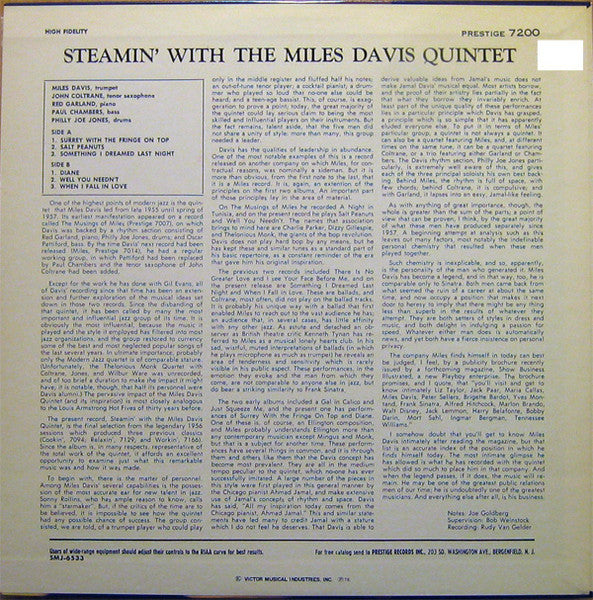 Steamin' With The Miles Davis Quintet
