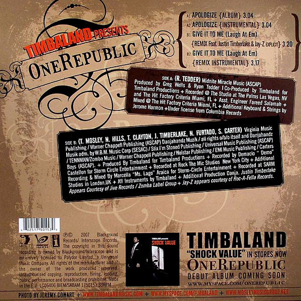 Master Release: Apologize by Timbaland