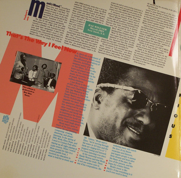 Release: That's The Way I Feel Now - A Tribute To Thelonious Monk-Vinyl-US-1984-SP-6600-2480250