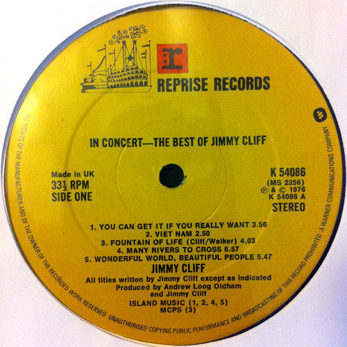 Release: In Concert - The Best Of Jimmy Cliff-Vinyl-UK-1976-K 54086-1804354