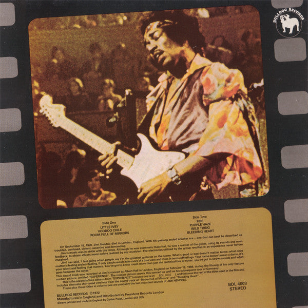 Release: More  "Experience" Jimi Hendrix (Titles From The Original Sound Track Of The Feature Length Motion Picture) (Volume Two)-Vinyl-UK-1979-BDL 4003-1138739