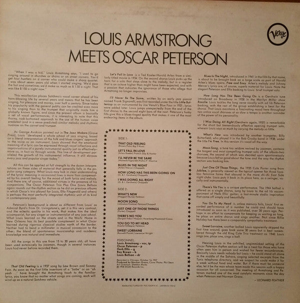Release: Louis Armstrong Meets Oscar Peterson-Vinyl-Japan-1979-MV 2656-14514897