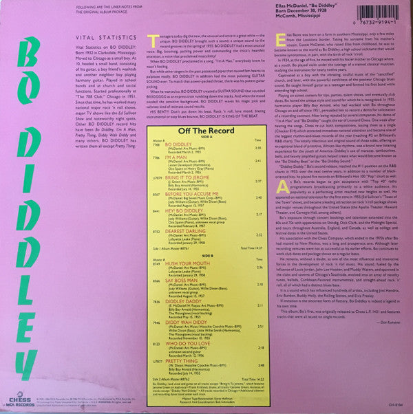 Release: Bo Diddley-Vinyl-US-1986-CH-9194-11033572