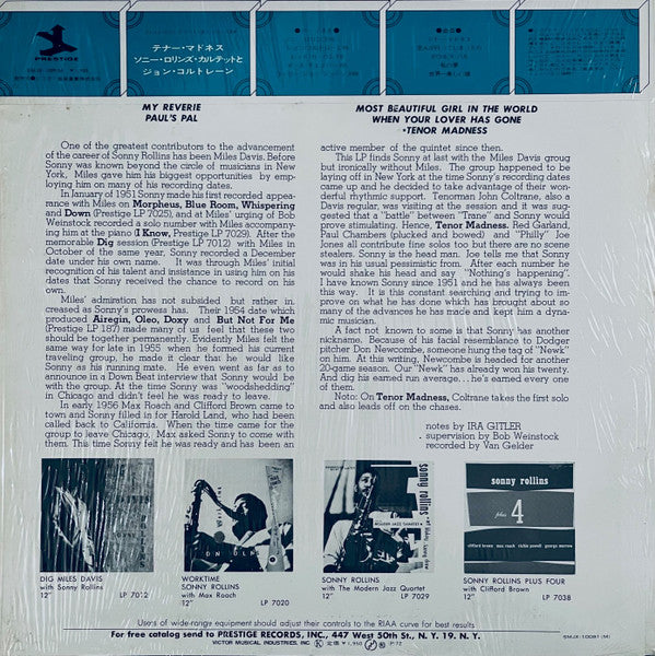 Release: Tenor Madness-Vinyl-Japan-1972-SMJX-10091M-13504257