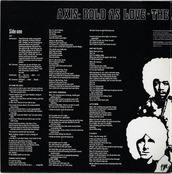 Release: Axis: Bold As Love-Vinyl-US-None-RS 6281, 6281-10408266