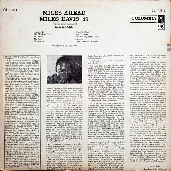 Release: Miles Ahead-Vinyl-US-1957-CL 1041-13030158