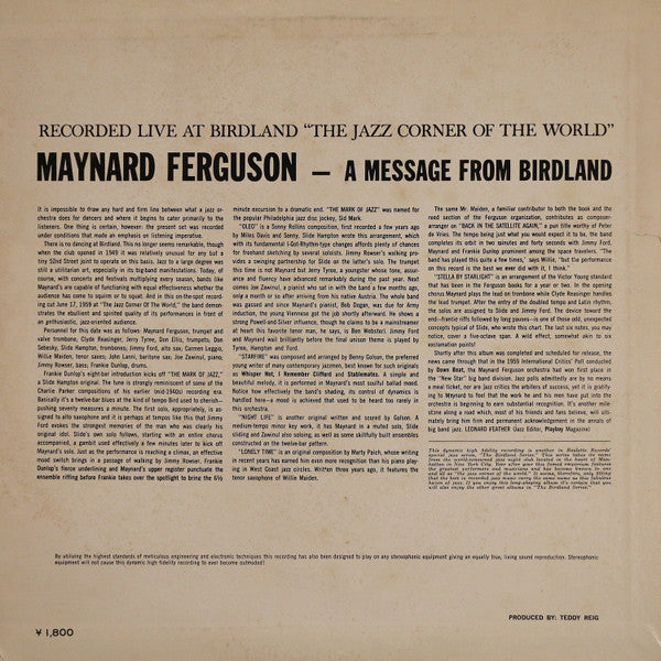 Master Release: A Message From Birdland by Maynard Ferguson