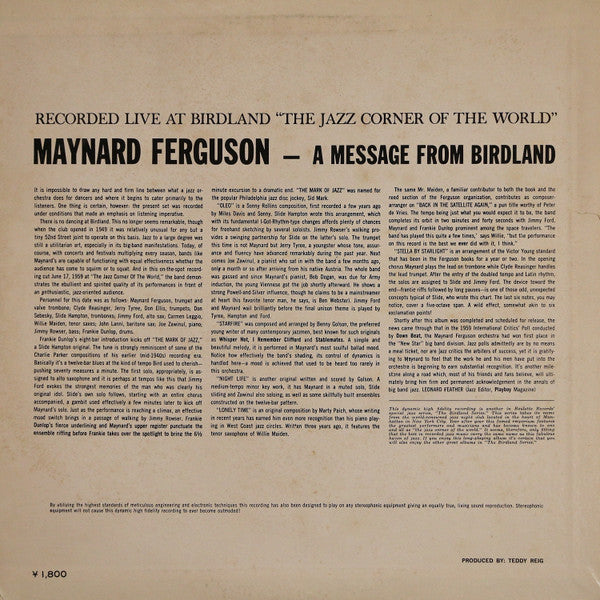 A Message From Birdland